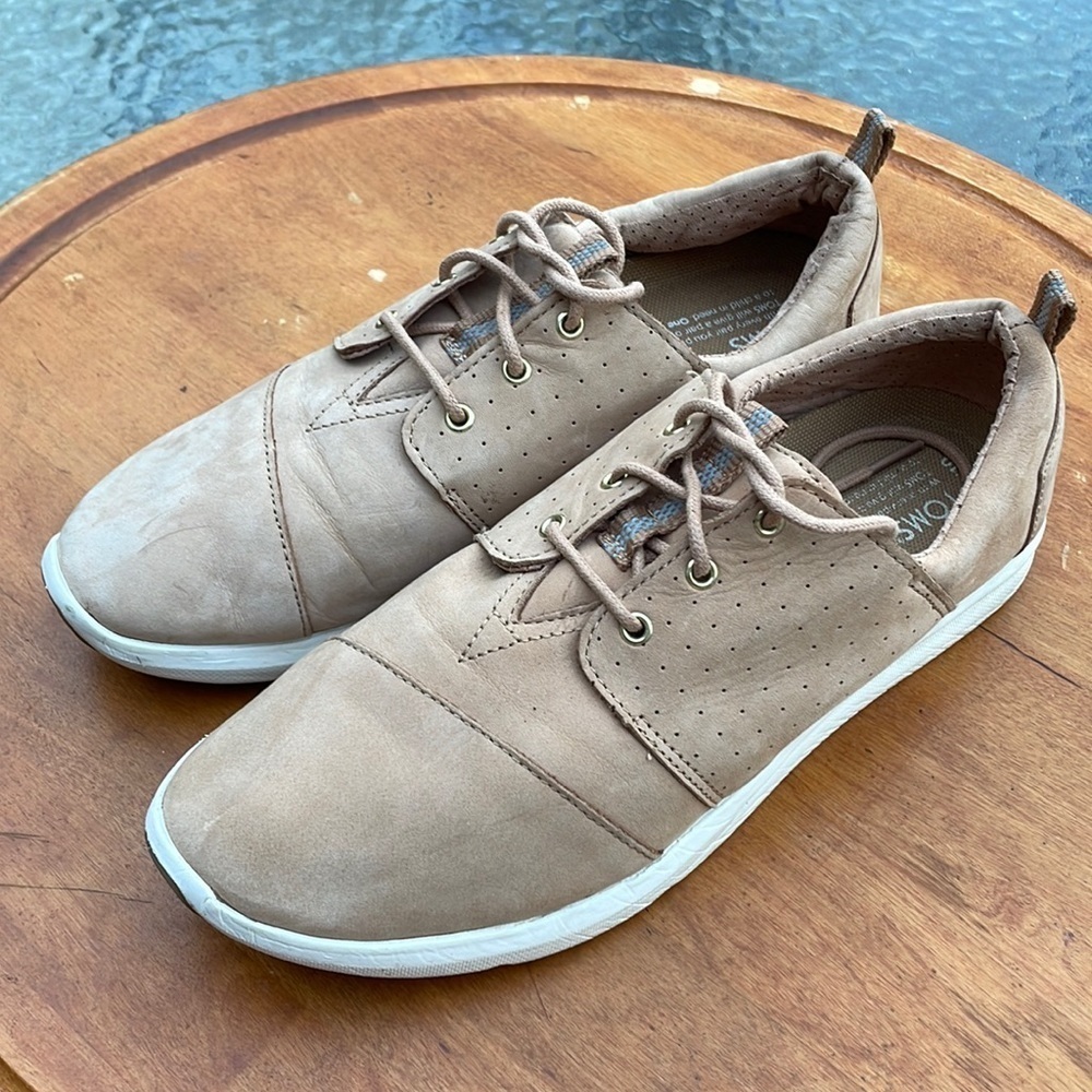 Toms Del Ray Tan Suede Lace Up Sneakers Shoes